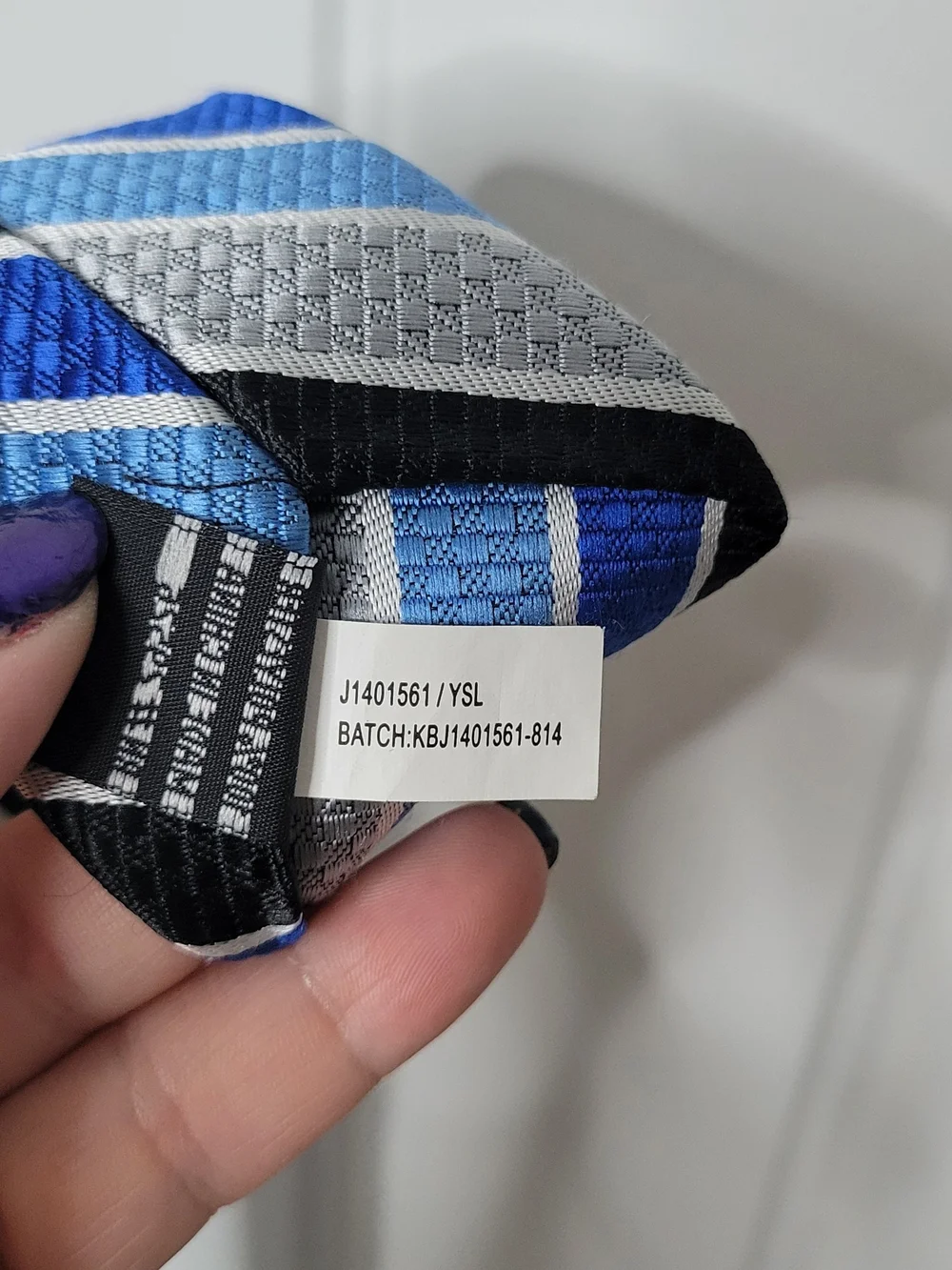 Blue and Gray Striped Clip On Tie  Classic Formal Accessory